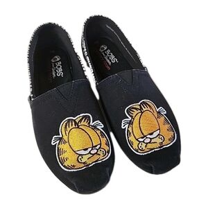 Womens BOBS Sketchers Size 9 Slip-On Shoes GARFIELD "I HATE MONDAYS" Black EC